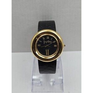 Vintage Jacques Farel Gold Tone Black Roman Dial Womens Quartz Watch New Battery